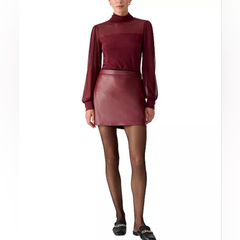 Nwt Sanctuary Burgundy Women's Faux-Leather Mini Skirt Size 4 Red skirt